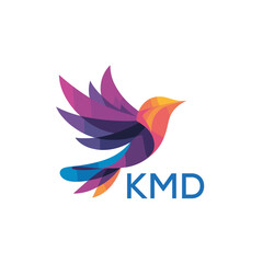 Obraz premium KMD “Bright Modern Bird Symbol for Brand Identity” KMD LATER LOGO, “Professional Bird Logo Template for Creative Projects” 