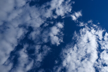 Blue sky and white clouds. Daytime sky. Sky background
