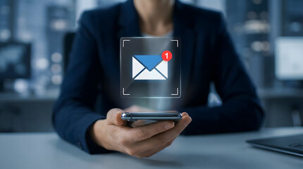 New Email Message Notification on Smartphone Screen