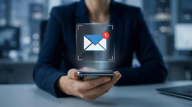 New Email Message Notification on Smartphone Screen - Powered by Adobe