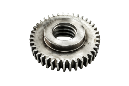 Close-up of a Metal Gear on White Background  - Powered by Adobe