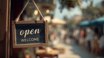 Charming cafe open signboard