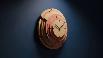 Modern cork wall clock with layered abstract design