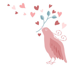 Obraz premium おしゃれな鳥とハートの素材
