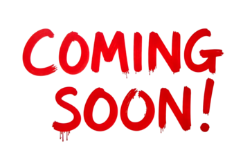 Coming soon announcement in red