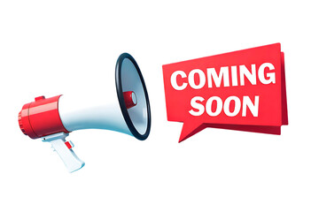 Coming soon announcement with megaphone