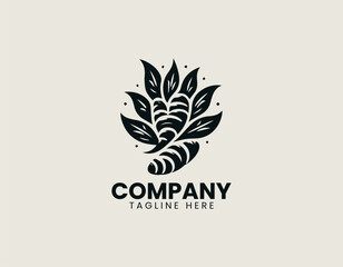 Fototapeta premium Turmeric root illustrated as clean black vector logo design