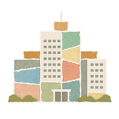 Paper cut style illustration of modern building