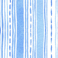 Soft Blue Watercolor Hand Painted Seamless Pattern