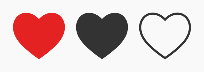 Hearts icons set. Vector illustration design elements.