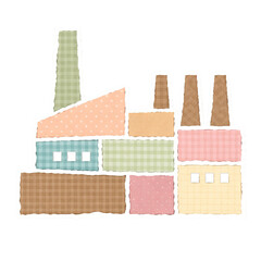 Paper cut style illustration of factory building