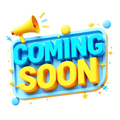 Coming soon 3d announcement with megaphone