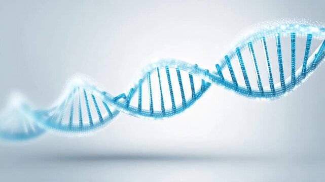 A close-up view of a DNA double helix structure, symbolizing genetic research and biotechnology advancements.