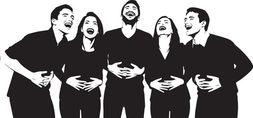 Group of people laughing together in joyful moment