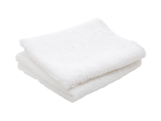 Neatly folded white towels isolated on white background