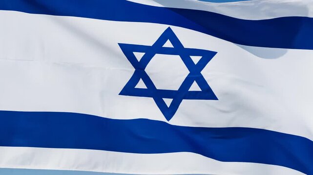 Israeli flag waving in the wind