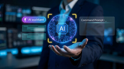 Futuristic AI Processor Chip with Neural Network Pathways