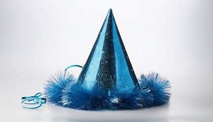Blue Glitter Party Hat Isolated On Transparent Background
