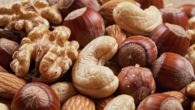 Assorted nuts in closeup view