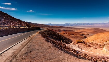A Paved Highway Winds Through The Desolate And Rocky Landscape Of The Atacama Desert High Plains Near San Pedro De Atacama Chile