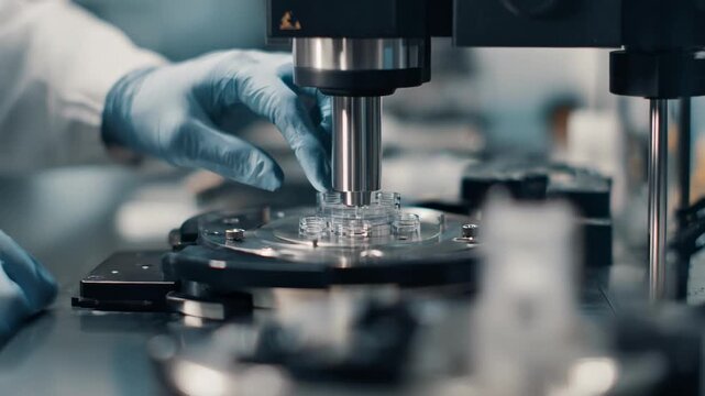 Medium shot of a research lab testing the durability of plantderived alloy coatings on aerospace metal parts showcasing innovation in sustainable aviation materials.