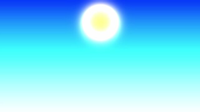 Bright Yellow Sun Rising And Setting In Clear Blue Sky Animation