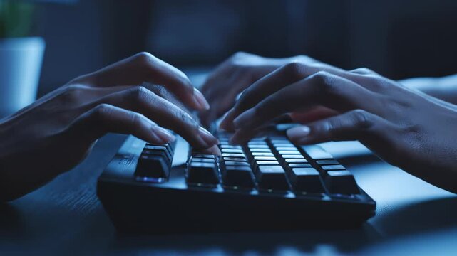 Hands typing on a keyboard