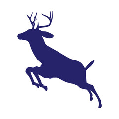 Obraz premium A majestic deer leaping through the forest with grace and agility in a serene natural setting from a side viewpoint