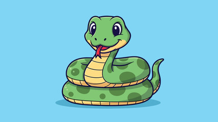 Fototapeta premium Cute Green Snake Illustration.