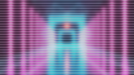 Abstract colorful background with glowing center and horizontal lines