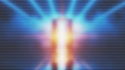 Vibrant multicolored light beam with blue background