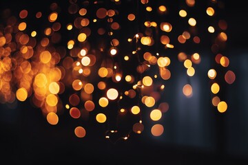 Bold amber light orbs against black background, bokeh with golden highlights. Luxurious party lighting effects