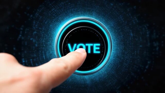 finger touch digital glowing vote button animation
