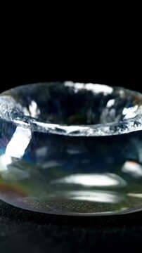 Capturing the beauty and colors in a glass sphere resting on a dark surface