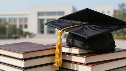 Academic Cap On Books Stack