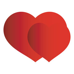 Red overlapping heart shapes symbolizing love romance and relationship concept
