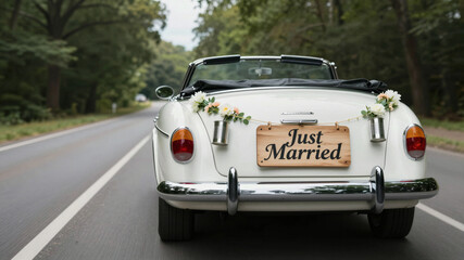 Wedding Car With Just Married Sign
