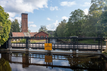 Fototapeta premium Aerial view of an old industrial site in Sweden 