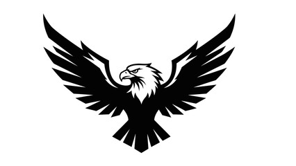 Obraz premium Black Silhouette of Eagle in Flight.