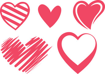 pink heart icons set