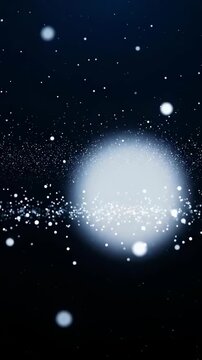 Bright light appears in dark space with floating particles all around during a creative digital art display