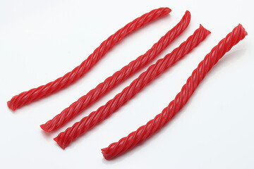 Red Licorice candy isolated on white background