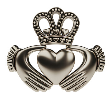 Shining claddagh ring with crown and heart symbolizing love and friendship transparent background