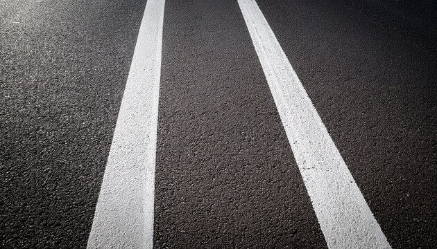 Lignes Blanches Doubles Sur Asphalte