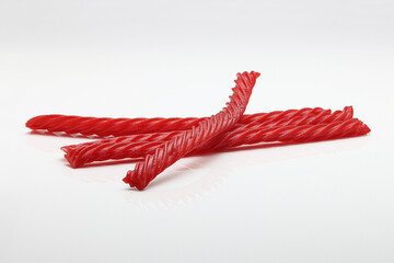 Red Licorice candy isolated on white background