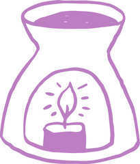 Hand Drawn Aroma Lamp Illustration. Hand Drawn Yoga, Meditation and Wellness  Doodles Series