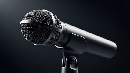 Microphone on Stand against Dark Background.