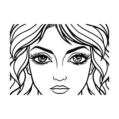 Silhouette of seductive eyes isolated on a white background