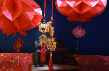 Chineses new  year  celebrations  year  of the  horses  waving  cat 