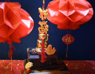 Chineses new  year  celebrations  year  of the  horses  waving  cat 